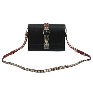 Prada Electra Studded Crossbody Bag Black Red
